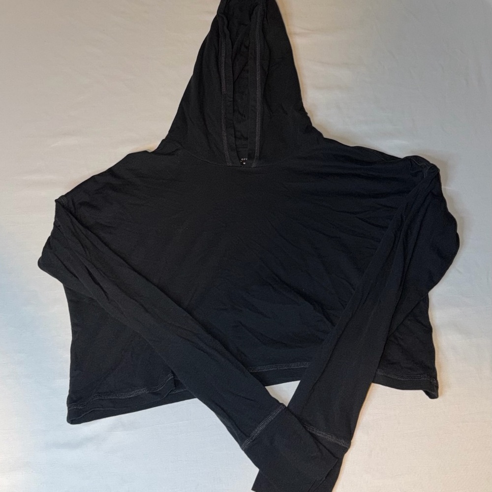 Offline by Aerie Black Cropped Hoodie Women’s Small Lightweig